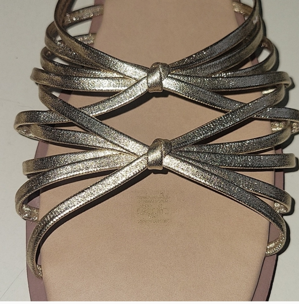 ZARA GOLD Strappy Knot Sandals Size 7.5 - Picture 7 of 15
